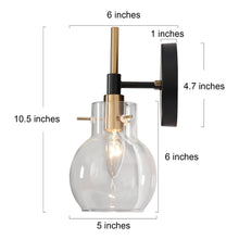 Aiglitis 1-Light Modern Black and Gold Globe Glass Wall Sconces