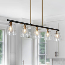 Aviannaiser 5-Light 38-in Black&Brass Modern Linear Kitchen Island Light