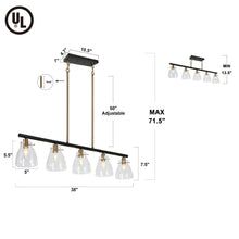 Aviannaiser 5-Light 38-in Black&Brass Modern Linear Kitchen Island Light