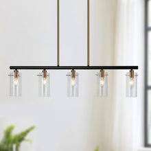 Crassula 5-Light 36-in Black Modern Linear Glass Kitchen Island Light