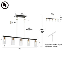 Crassula 5-Light 36-in Black Modern Linear Glass Kitchen Island Light