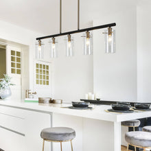 Crassula 5-Light 36-in Black Modern Linear Glass Kitchen Island Light