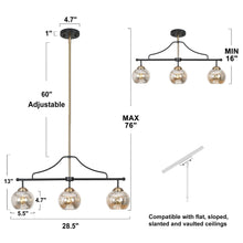 Demhuiwo 3-Light 28.5-in Black&Gold Modern Linear Kitchen Island Light
