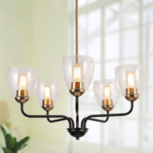 Kerwin 5-Light 24.5" Modern Cone Glass Black Chandelier, Radial