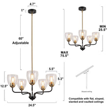 Kerwin 5-Light 24.5" Modern Cone Glass Black Chandelier, Radial
