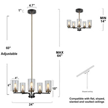 Hormosira 5-Light 24" Modern Black Chandelier, Radial Cylinder