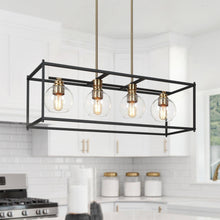 Amaryllis 4-Light 32.5-in Black&Gold Modern Rectangle Kitchen Island Light