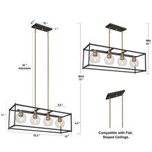 Amaryllis 4-Light 32.5-in Black&Gold Modern Rectangle Kitchen Island Light