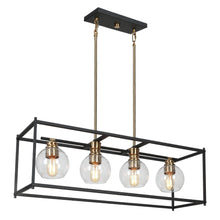 Amaryllis 4-Light 32.5-in Black&Gold Modern Rectangle Kitchen Island Light