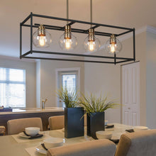 Amaryllis 4-Light 32.5-in Black&Gold Modern Rectangle Kitchen Island Light