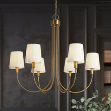Handpicked 6-Light 29" Modern Black Chandelier, Fabric Candlestick