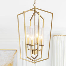 Mesmerizing 4-Light 16.5" Modern Gold Chandelier, Lantern