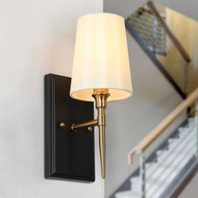 Baoceal 1-Light Black and Gold Fabric Wallchiere Wall Sconce