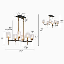 Baoceal 6-Light 31.5-in Black Modern Linear Glass Kitchen Island Light