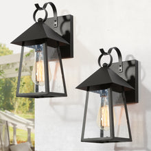 Shelijars 13"H 1-Light Black Outdoor Wall Light Set of 2