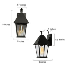 Shelijars 14"H 1-Light Black Outdoor Wall Light Set of 2