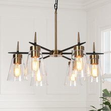 Greenriver 6-Light 24" Modern Glass Cone Black Chandelier, Radial