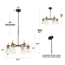 Greenriver 6-Light 24" Modern Glass Cone Black Chandelier, Radial