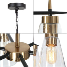 Greenriver 6-Light 24" Modern Glass Cone Black Chandelier, Radial