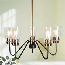 Neil 5-Light 22" Modern Cone Glass Matte Black Chandelier, Radial
