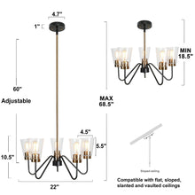 Neil 5-Light 22" Modern Cone Glass Matte Black Chandelier, Radial