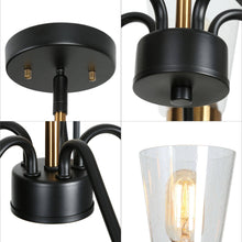 Neil 5-Light 22" Modern Cone Glass Matte Black Chandelier, Radial
