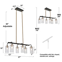 Crassula 6-Light 27-in Black&Brass Modern Linear Kitchen Island Light