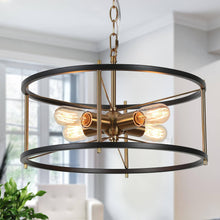 Lerwickiss 4-Light 17" Modern Black Chandelier, Drum, Metal Frame