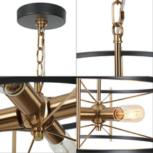 Lerwickiss 4-Light 17" Modern Black Chandelier, Drum, Metal Frame