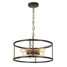 Lerwickiss 4-Light 17" Modern Black Chandelier, Drum, Metal Frame