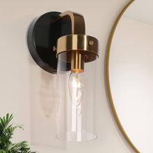Jujueo 1-Light Modern Black and Gold Glass Cylinder Wall Sconces