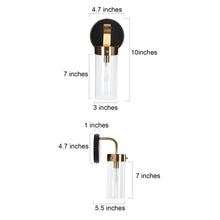 Jujueo 1-Light Modern Black and Gold Glass Cylinder Wall Sconces