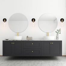 Jujueo 1-Light Modern Black and Gold Glass Cylinder Wall Sconces