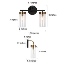 Jujueo 2-Light Black and Brass Vanity Light