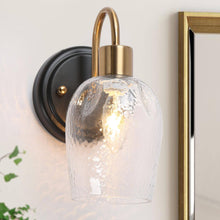 Loniramaja 1-Light Black & Gold Textured-Glass Wall Sconces