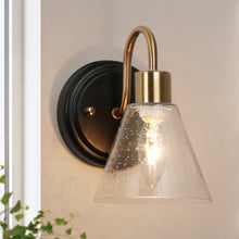 Amaduz 1-Light Modern Black and Gold Seeded Glass Wall Sconces