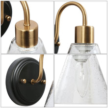 Amaduz 1-Light Modern Black and Gold Seeded Glass Wall Sconces