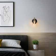 Amaduz 1-Light Modern Black and Gold Seeded Glass Wall Sconces