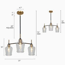 Grandiflorus 3-Light 21" Modern Black Chandelier, Radial