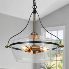 Dendrocnide 3-Light 14" Modern Black and Brass Chandelier, Drum