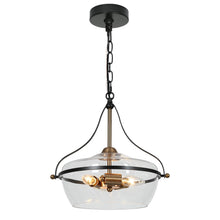 Dendrocnide 3-Light 14" Modern Black and Brass Chandelier, Drum