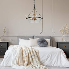 Dendrocnide 3-Light 14" Modern Black and Brass Chandelier, Drum