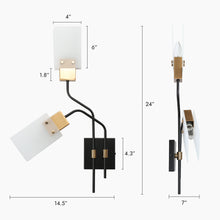Lienabata 2-Light Modern Black & Gold Frosted-Glass Wall Sconces
