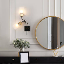 Lienabata 2-Light Modern Black & Gold Frosted-Glass Wall Sconces