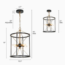 Odelette 4-Light 12.5" Modern Matte Black Chandelier, Cylinder