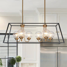 Aroseniss 6-Light 33-in Black&Brass Modern Rectangle Kitchen Island Light