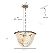 Stylasteridae 4-Light 17"Coastal Gold Chandelier, White Wood Beads