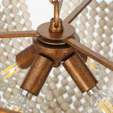 Stylasteridae 4-Light 17"Coastal Gold Chandelier, White Wood Beads