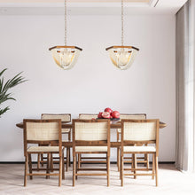 Stylasteridae 4-Light 17"Coastal Gold Chandelier, White Wood Beads