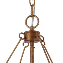 Mystralyn 4-Light 18" Coastal Gold Chandelier, White Wood Beads